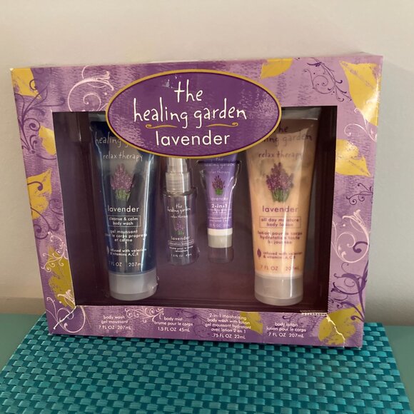 The Healing Garden Lavender Relax 4 Pc. Therapy Set  NEW - Picture 2 of 9